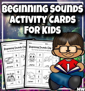 Preview of Beginning Sounds Activity Cards For Kids.