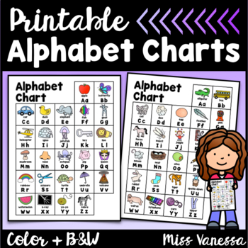 Preview of Printable Alphabet Charts With Pictures And Letters