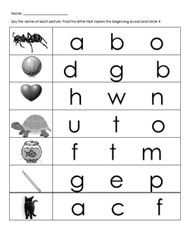 Beginning Sounds Assessment or Practice Pages by Mrs. Hoffmann | TPT