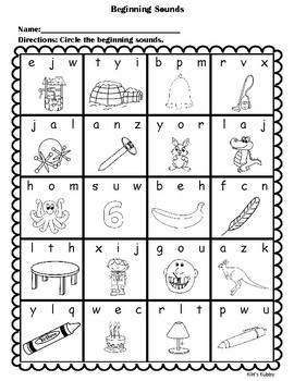 beginning sounds circle the beginning sounds by kikis kubby tpt