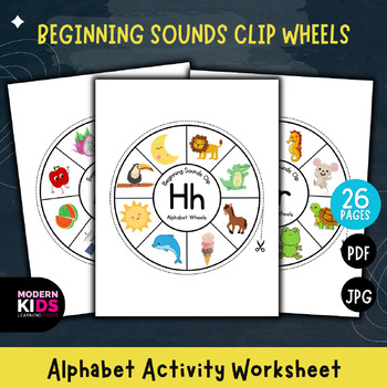 Preview of Beginning Sounds Clip Wheels Alphabet Activity