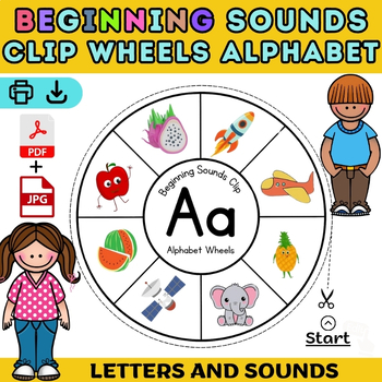 Preview of Beginning Sounds Clip Wheels Alphabet Activity - Letters and Sounds