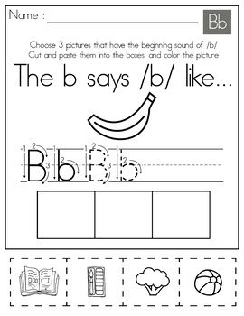 beginning sounds color cut and paste by missmissg tpt