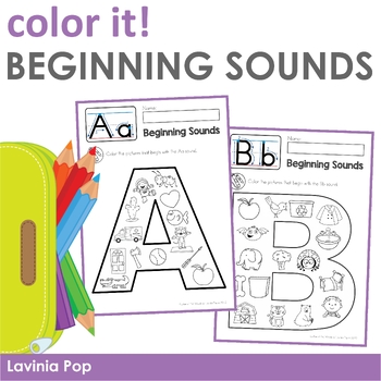 Preview of Beginning Sounds Color It! Alphabet Worksheets