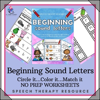 Preview of Beginning Sounds - Color it & Match It - Activities/ Worksheets