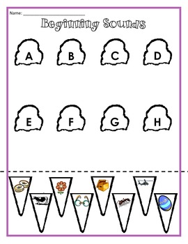 beginning sounds cut and paste by kinder garden tpt