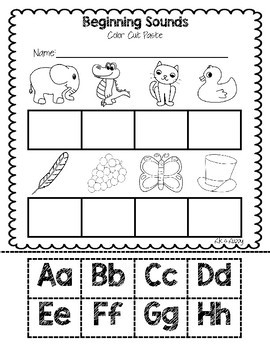Beginning Sounds: Cut and Paste by Kiki's Kubby | TpT