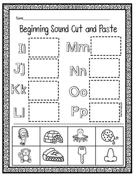 Beginning Sounds Cut and Paste by KinderCounts1 | TpT