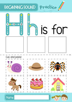 Beginning Sounds Cut and Paste Worksheet Pack by Moments of Learning