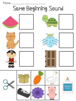 beginning sounds cut and paste worksheets fun beginning