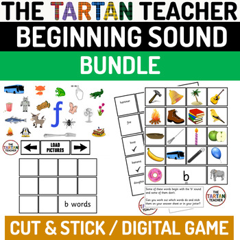 Preview of Beginning Sounds Digital Game and Cut and Stick Activities