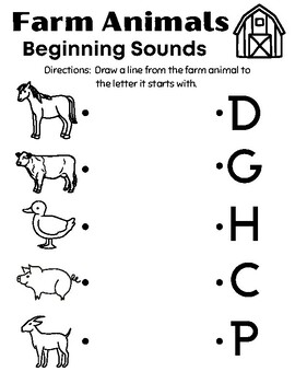 Beginning Sounds Farm Animals by Giant Oaks Grow | TPT