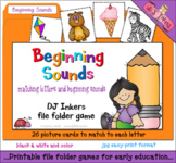 Beginning Sounds File Folder Game - Matching Letters and Pictures