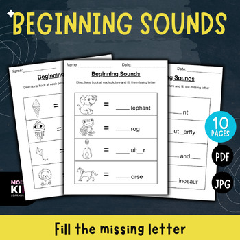 Preview of Beginning Sounds - Fill in the Missing Letter