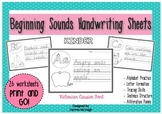 Beginning Sounds and Alliteration Poems Handwriting Sheets