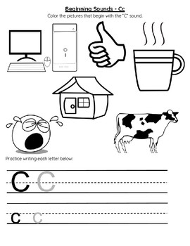 beginning sounds letter c by math is all you need tpt