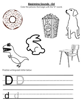 beginning sounds letter d by math is all you need tpt