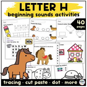 Preview of Alphabet Letter and Beginning Sound Activities LETTER H Worksheets