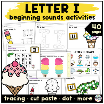 Preview of Alphabet Letter and Beginning Sound Activities LETTER I Worksheets