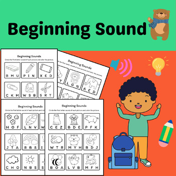 Preview of Beginning Sounds Worksheets /sight words/alphabet /phonics/ No Prep