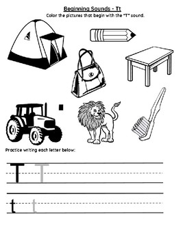 beginning sounds letter t by math is all you need tpt