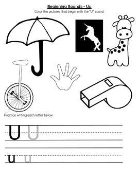 beginning sounds letter u by math is all you need tpt