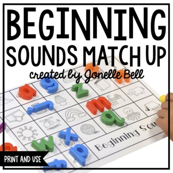 Preview of Beginning Sounds Match Up Print and Seesaw Links for Kindergarten