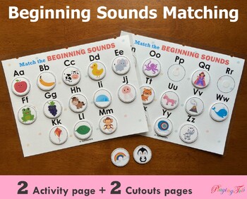 Preview of Beginning Sounds Matching, Alphabet Matching, Preschool, Kindergarten, Pre-K