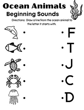 Beginning Sounds Ocean Animal by Giant Oaks Grow | TPT
