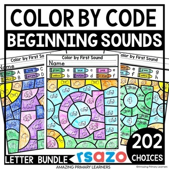 Preview of Beginning Sounds Phonics Alphabet Initial Sounds Color by Code Phonics