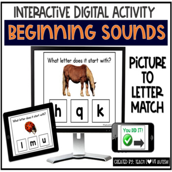 Preview of Beginning Sounds Phonics Digital Task Cards | Boom Cards