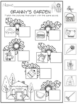 Beginning Sounds for Kindergarten Printables and Center Activities