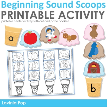 Preview of Beginning Sound Scoops Center with Cut & Paste Book