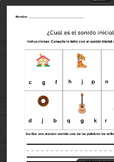 Beginning Sounds (Sonidos Iniciales) in Spanish Worksheet