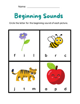 Preview of Beginning Sounds Worksheet