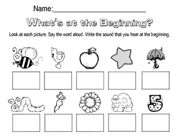 Beginning Sounds Write The First Letter Of The Picture Worksheets Pdf