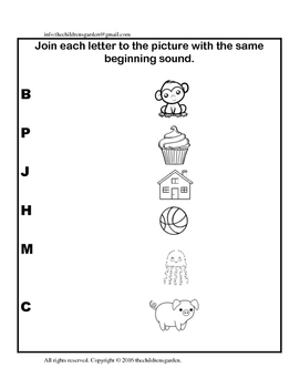 beginning sounds worksheet by the childrens garden tpt