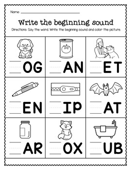 Beginning Sounds Worksheet by MathforLittles | TPT