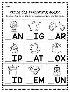 Beginning Sounds Worksheet by MathforLittles | TPT