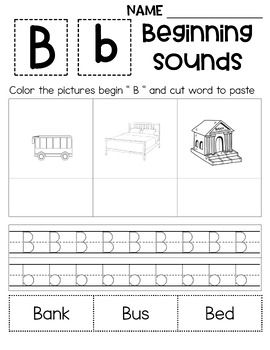 Beginning Sounds Worksheet A-Z by I am a Happy Teacher | TPT