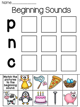 Preview of Beginning Sounds Worksheets Sorts (Alphabet Letter Sounds Sorting Activities)