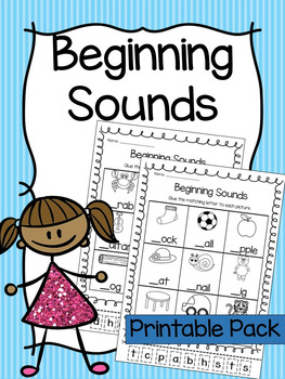 Preview of Beginning Sounds Printable Worksheet Pack - Pre-K Kindergarten First Grade