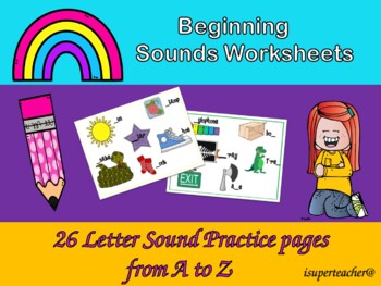 Preview of Beginning Sounds Worksheets – 26 Letter Sound Practice Pages from A to Z