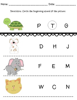 beginning sounds worksheets match identify by teach tall tpt