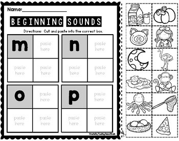 Beginning Sounds Cut and Paste by Teaching Second Grade | TPT