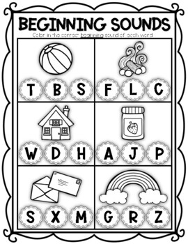 Preview of Beginning Sounds Worksheets (((4 PAGES)))