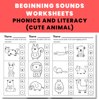 Preview of Beginning Sounds Worksheets. Preschool-1st Grade Phonics and Literacy