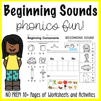 Preview of Summer Phonics Packet for Beginning Sounds with Worksheets and Activities