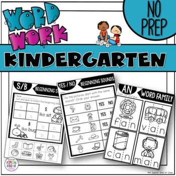 Preview of Beginning Sounds and Word Family Worksheets for Kindergarten