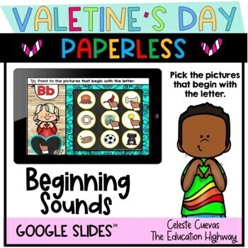Preview of Beginning Sounds for Valentine's Day Drag and Move Pointers